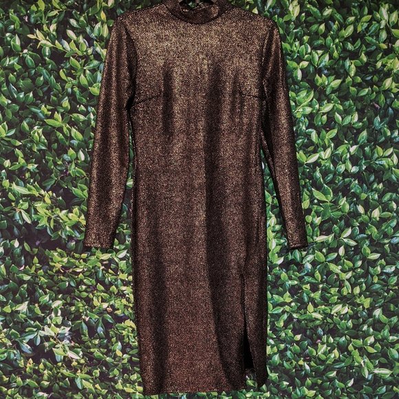 Bodycon front slit glittery dress. - Picture 1 of 7